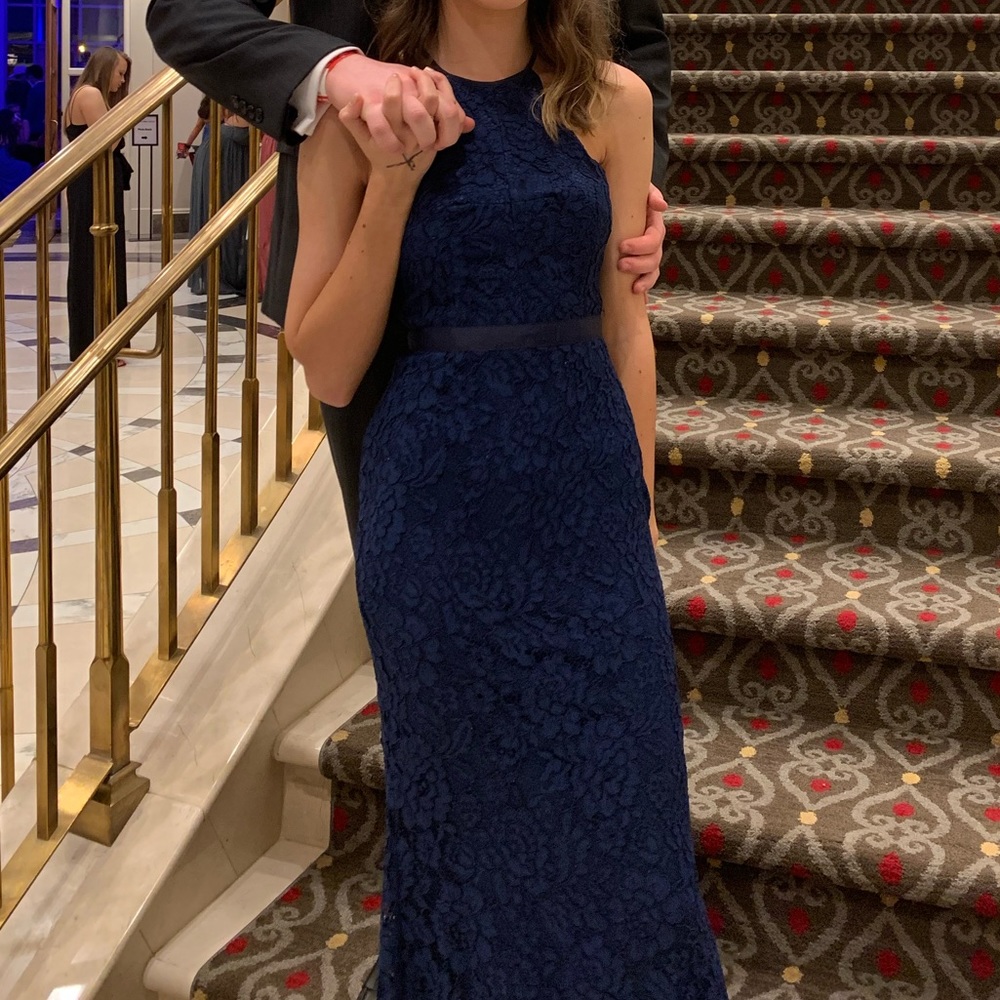 Navy Lace Formal Dress
